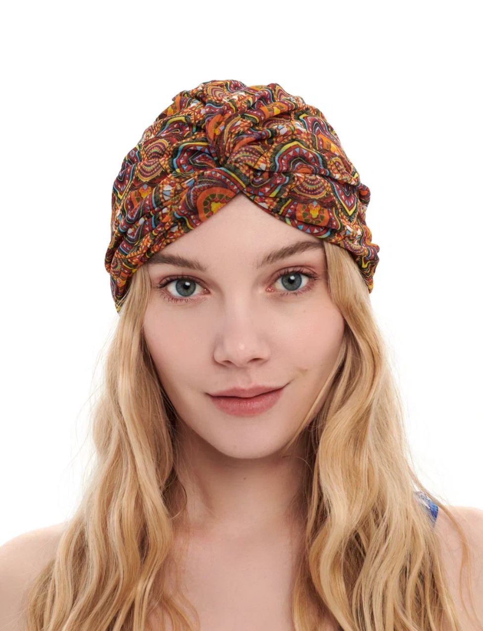 This file describes the ETHNIC print turban, which is one size fits all. It combines fashion and function, providing classic luxury for modest fashion. Encourages shopping now for stylish, eco-friendly headwear.